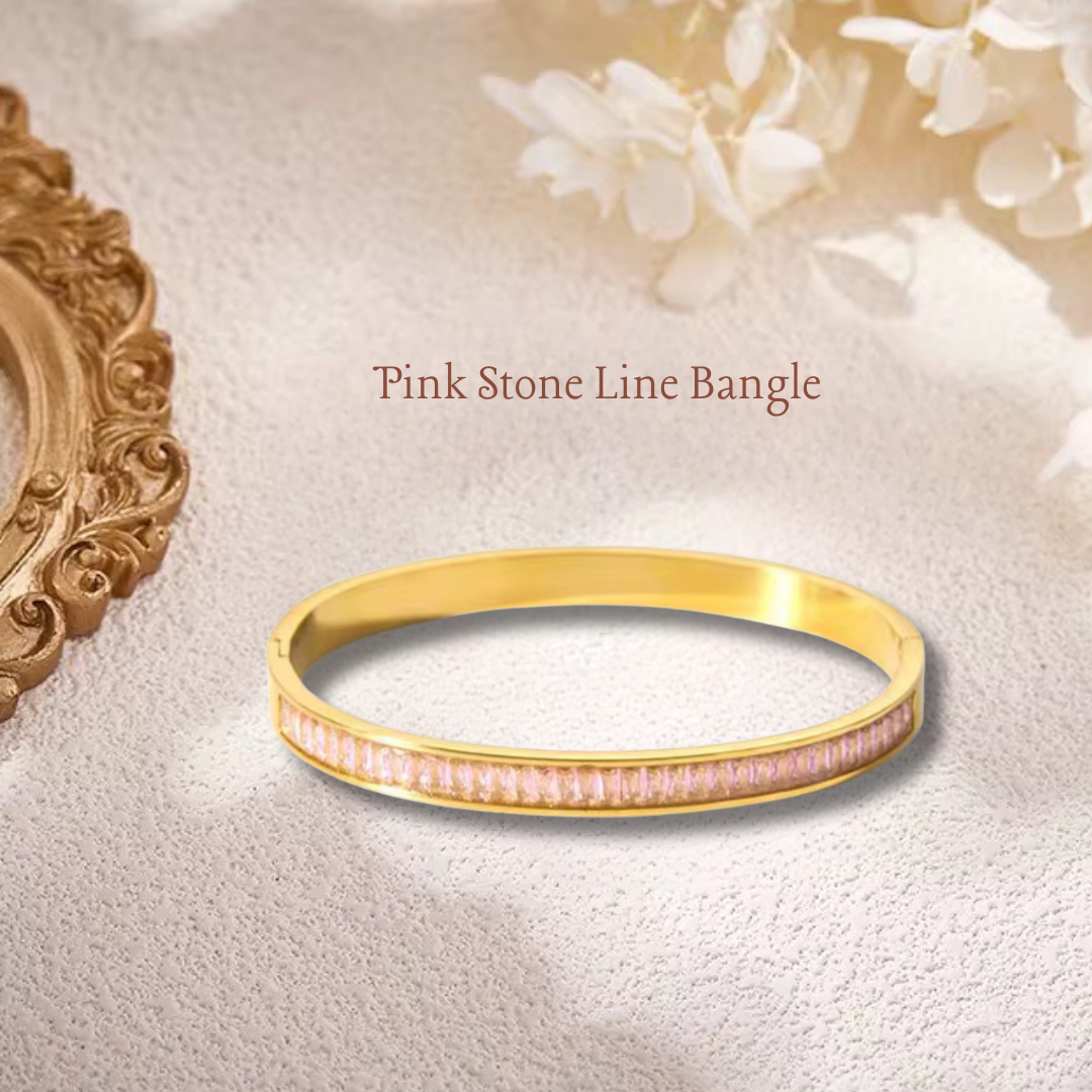 Pink Stone Line Bangle