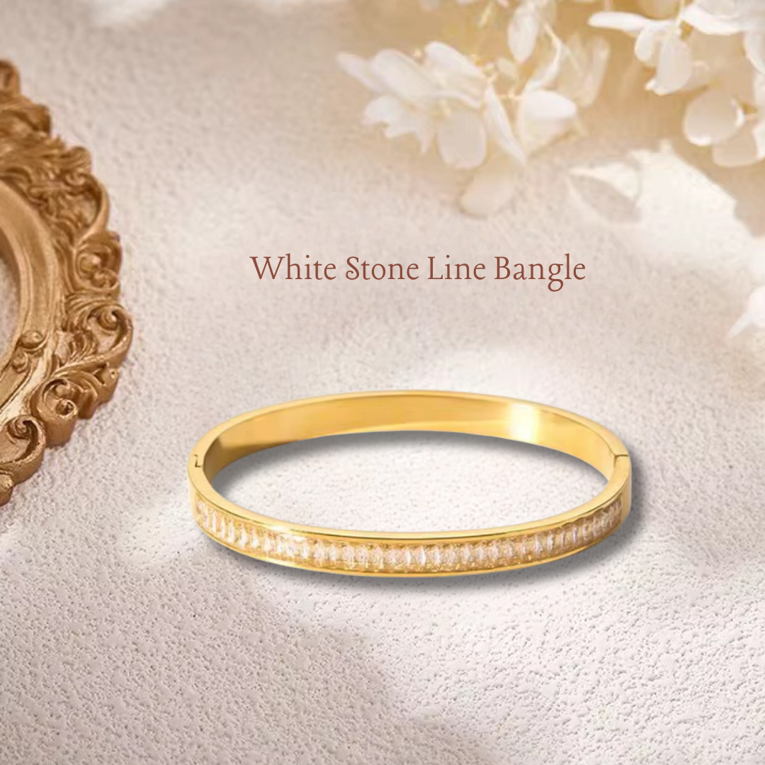 White Stone Line Bangle