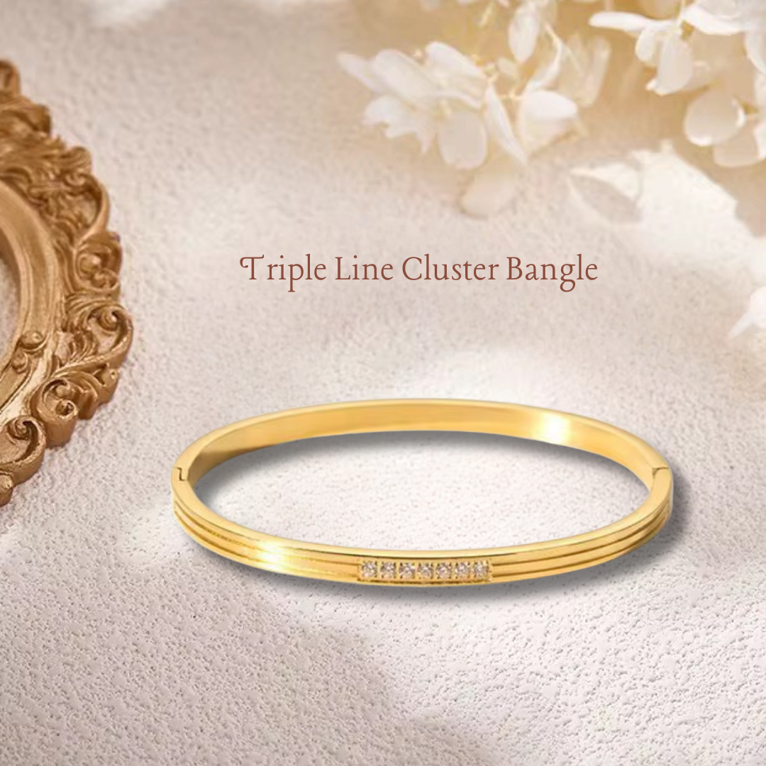 Triple Line Cluster Bangle