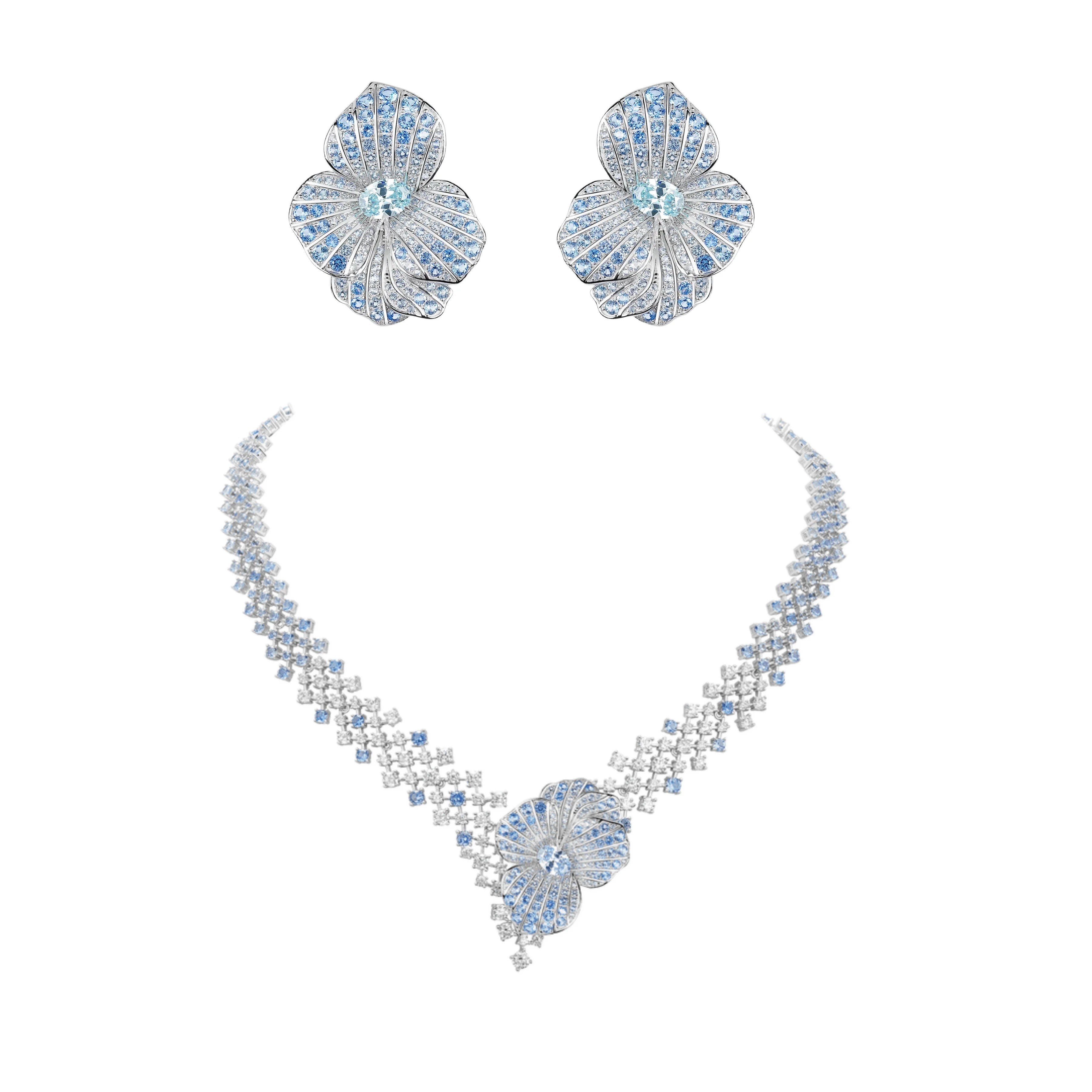 Blue Nova Bloom - Set of Necklace & Earrings