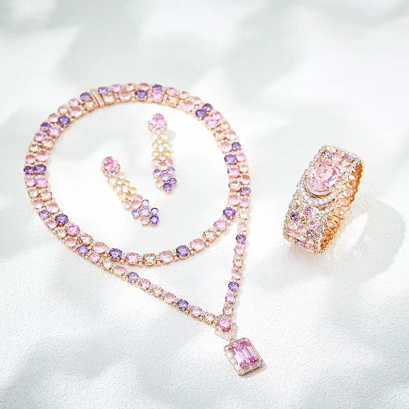 Blush Aurora - Set of Necklace, Earrings & Bangle