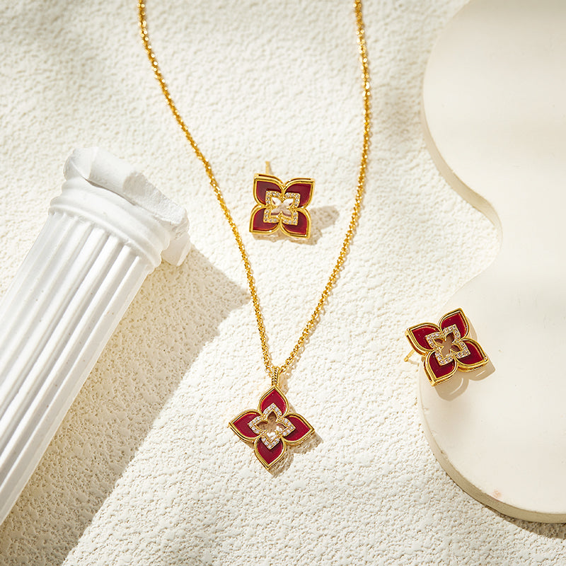 Scarlet Wish - Chain with Pendant & Earrings