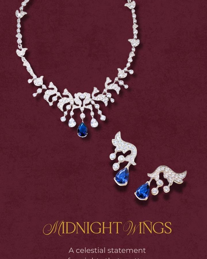 Midnight Wings - Set of Necklace & Earrings