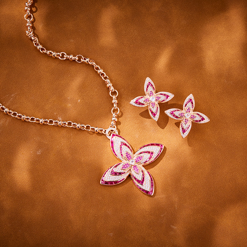 Petalia Blush - Chain with Pendant & Earrings