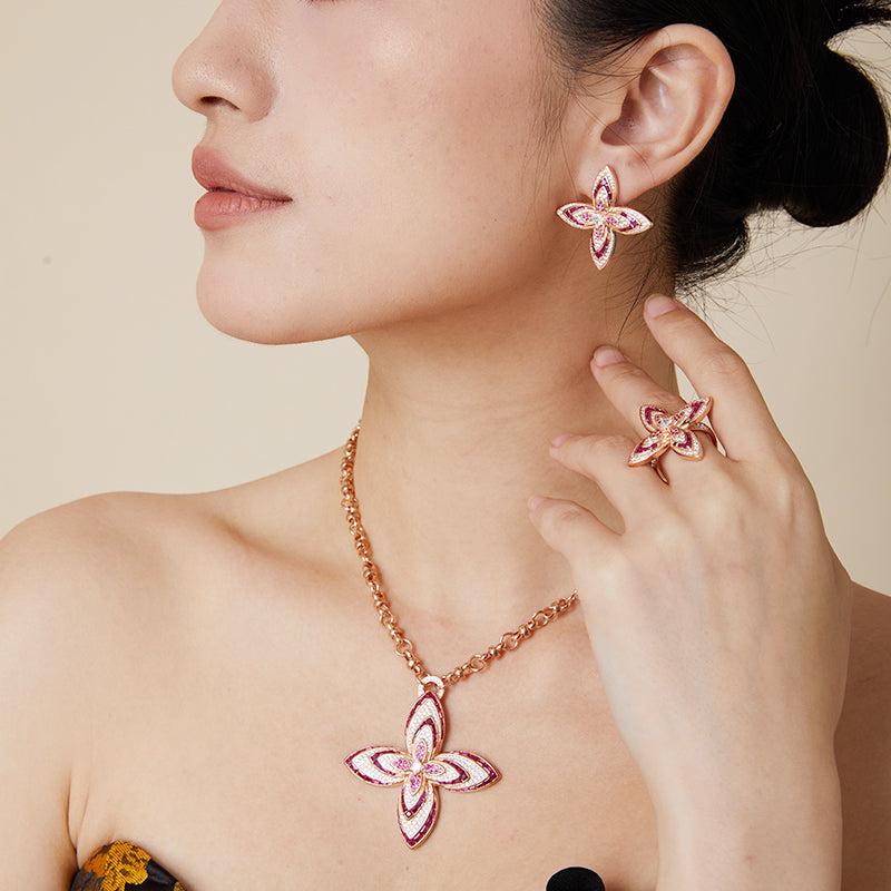 Petalia Blush - Chain with Pendant & Earrings