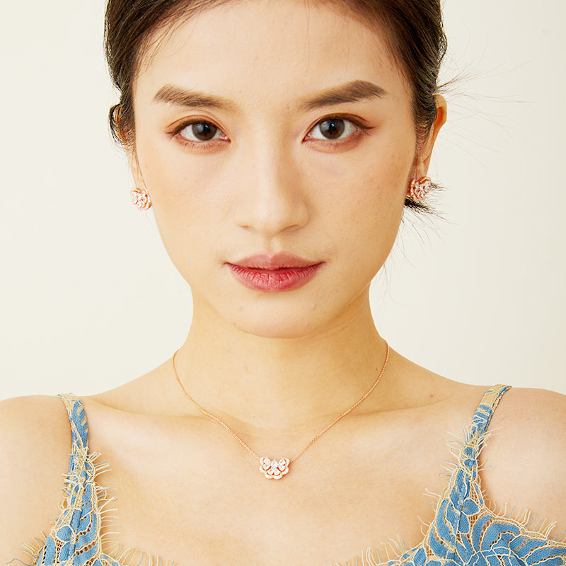 Butterfly Sparkle - Rose Gold Necklace & Earrings