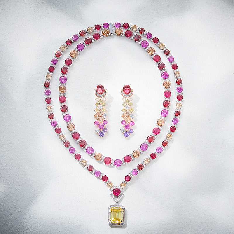 Rose Rhapsody - Set of Necklace, Earrings & Bangle