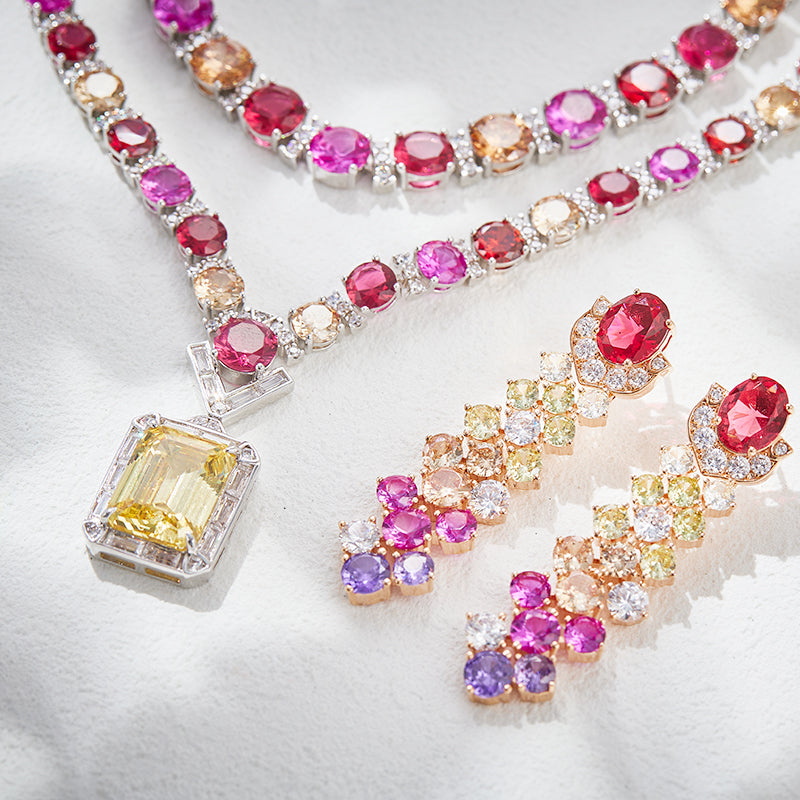 Rose Rhapsody - Set of Necklace, Earrings & Bangle