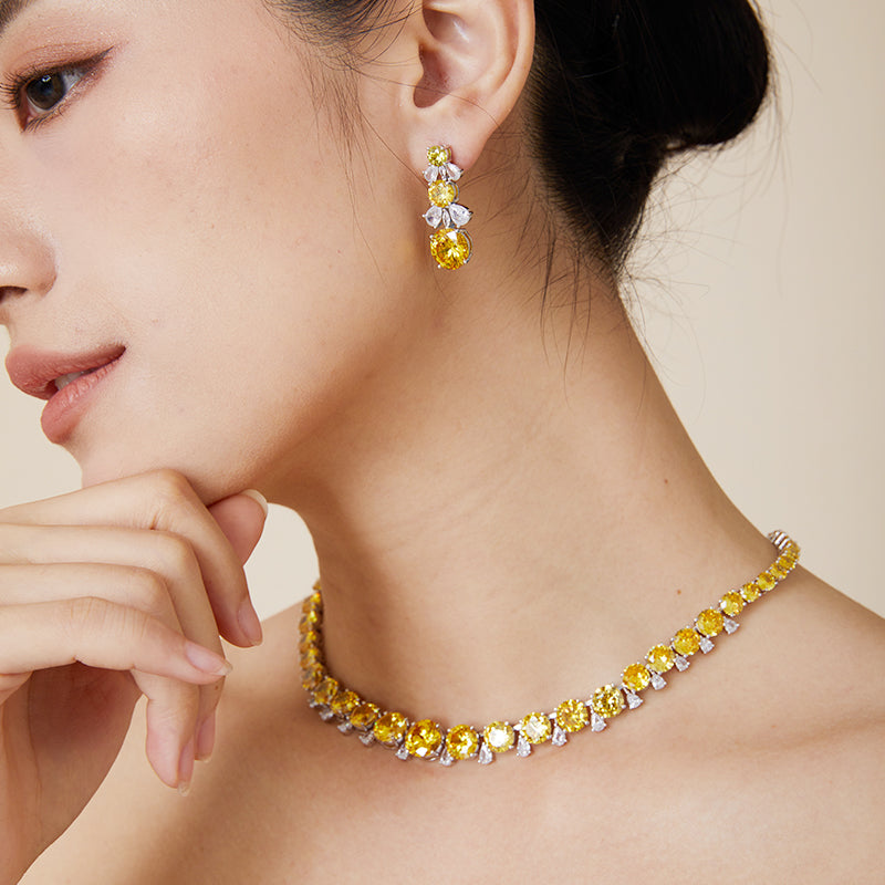 Citrine Radiance - Set of Necklace & Earrings