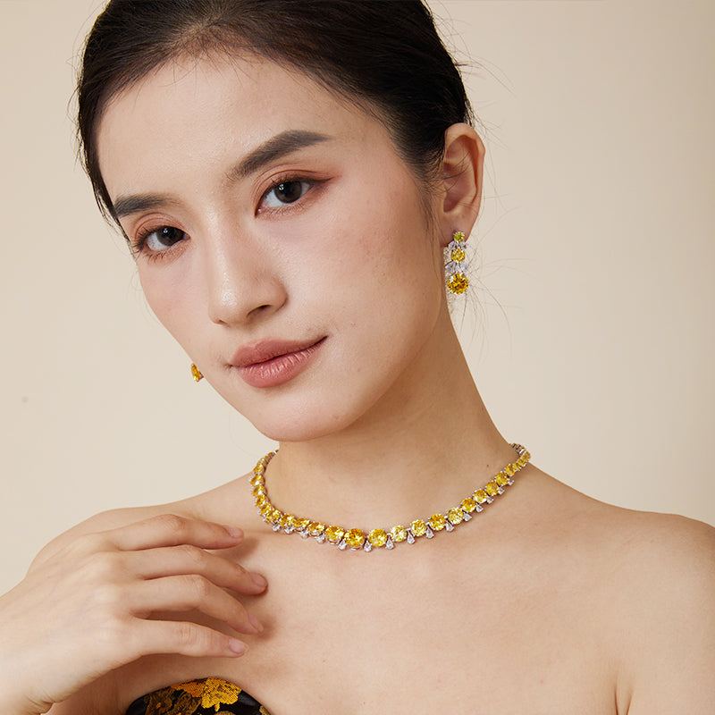 Citrine Radiance - Set of Necklace & Earrings