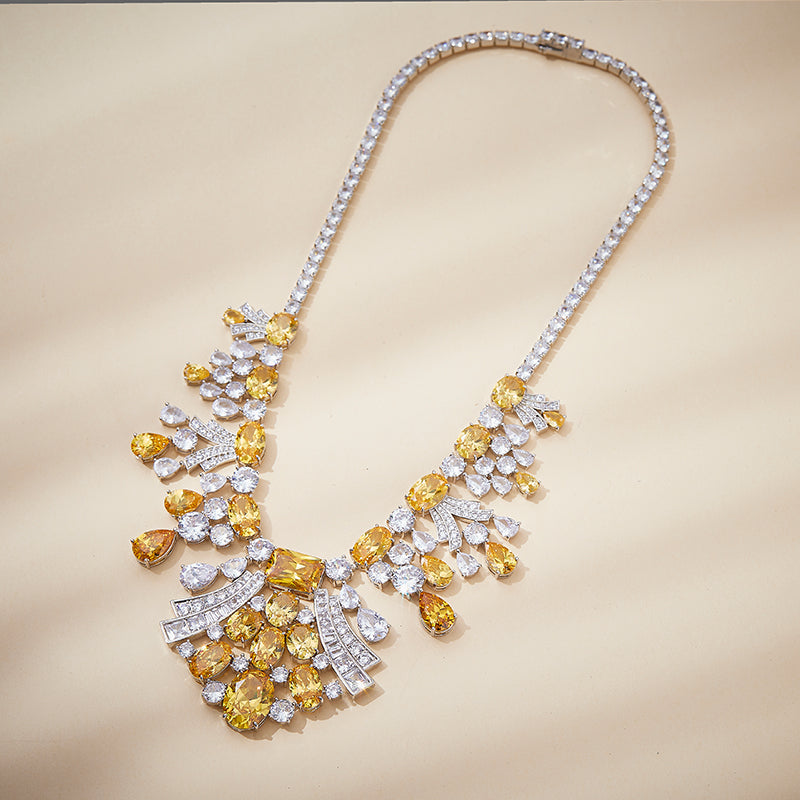 Golden Cascade - Set of Necklace & Earrings