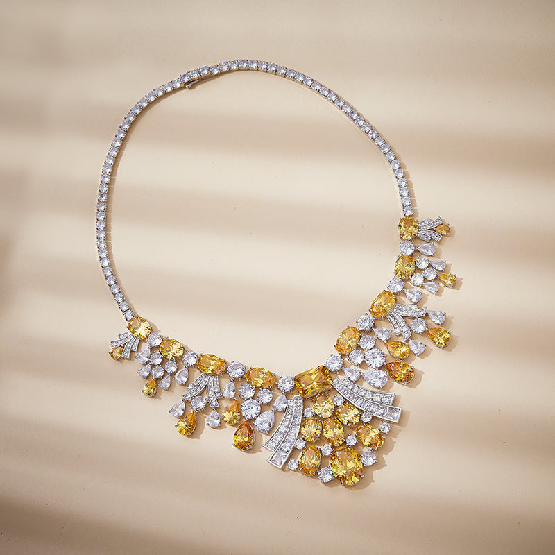 Golden Cascade - Set of Necklace & Earrings