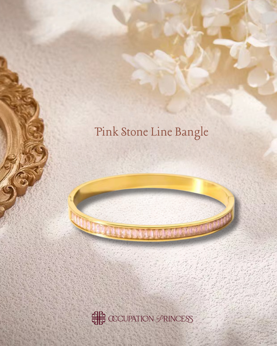 Pink Stone Line Bangle