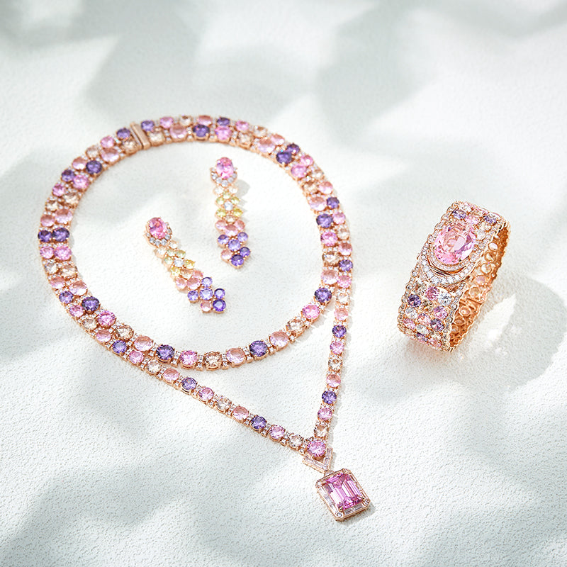 Blush Aurora - Set of Necklace, Earrings & Bangle