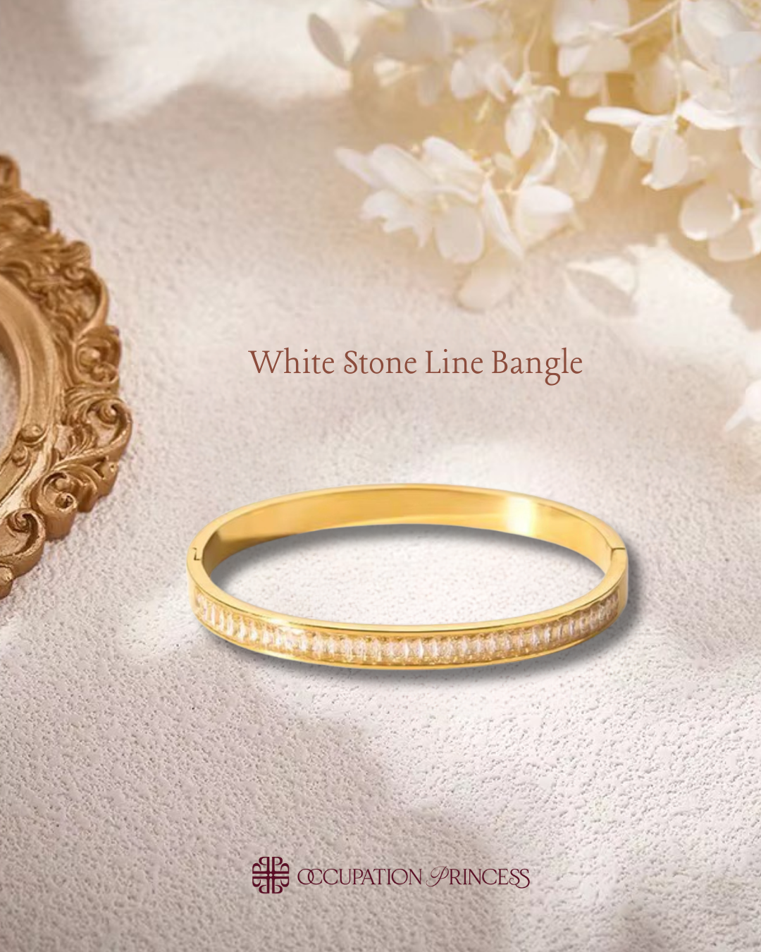 White Stone Line Bangle