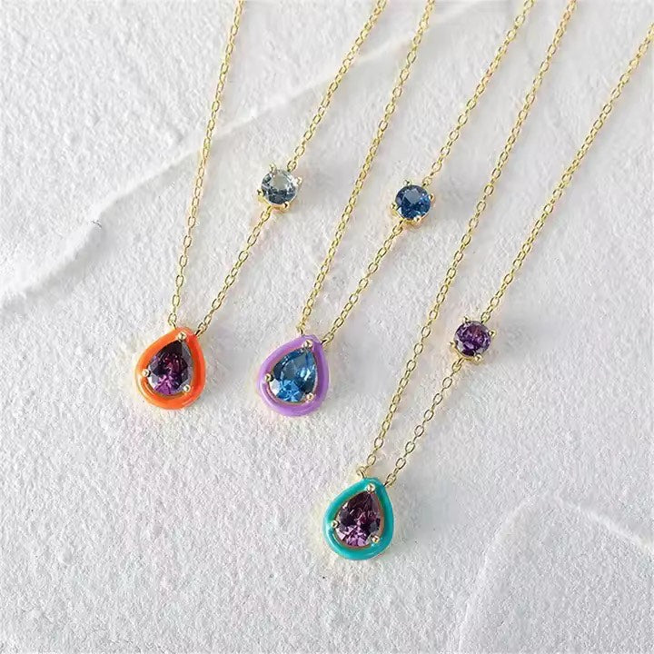 Pop Drop Trio- Sunset Orange Necklace