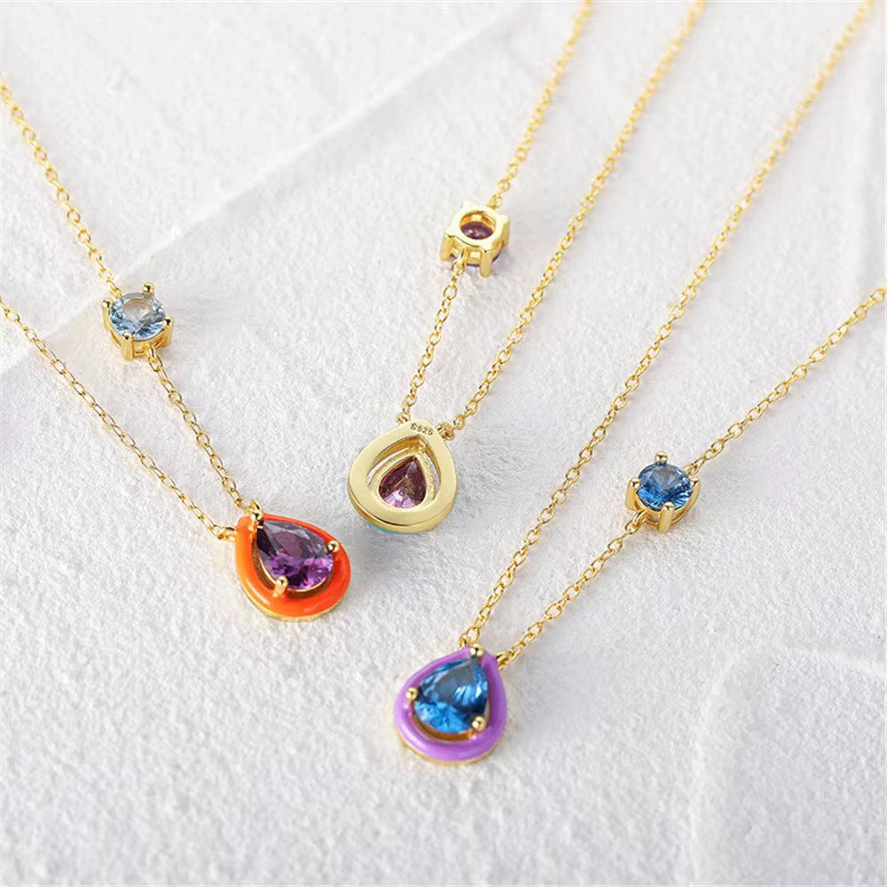 Pop Drop Trio- Sunset Orange Necklace