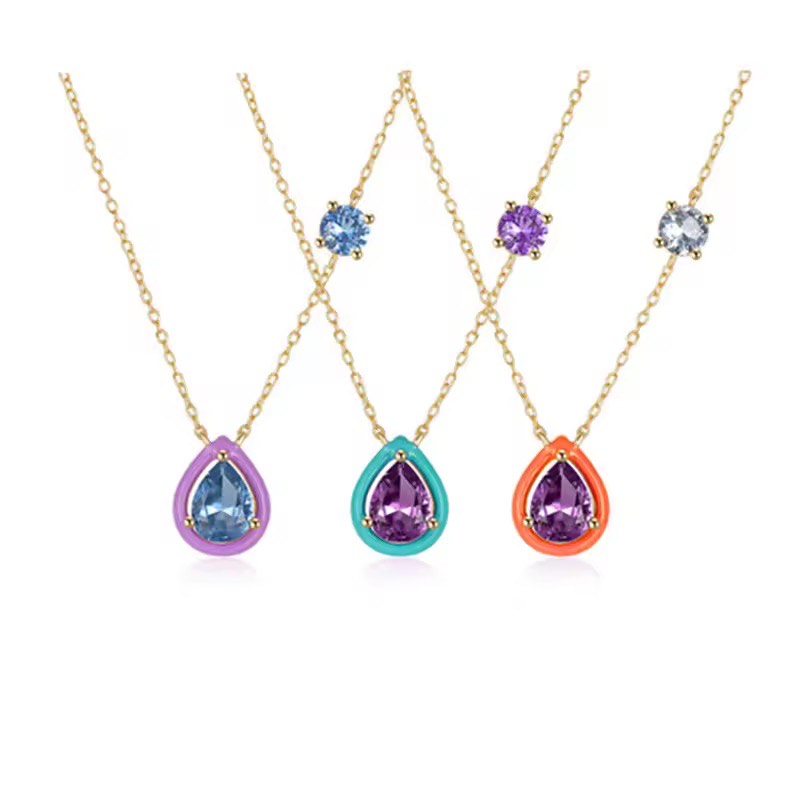Pop Drop Trio- Tiffany Blue Necklace