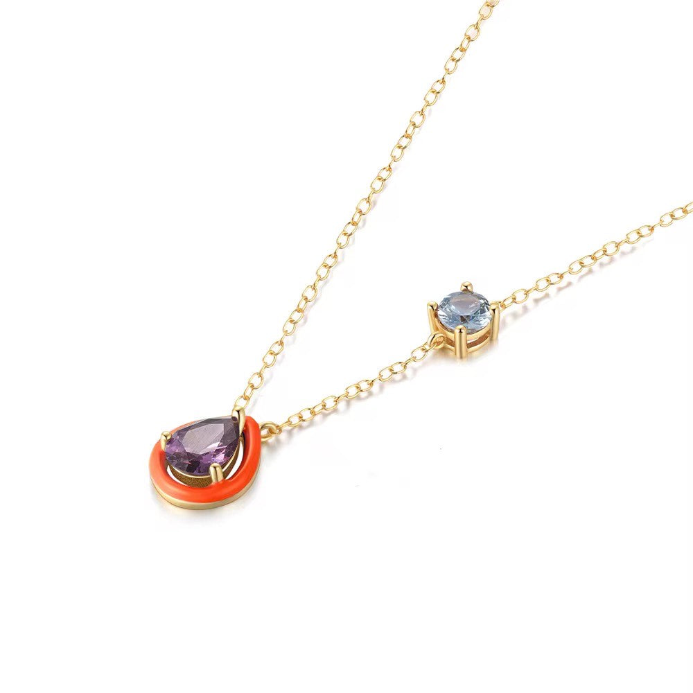 Pop Drop Trio- Sunset Orange Necklace