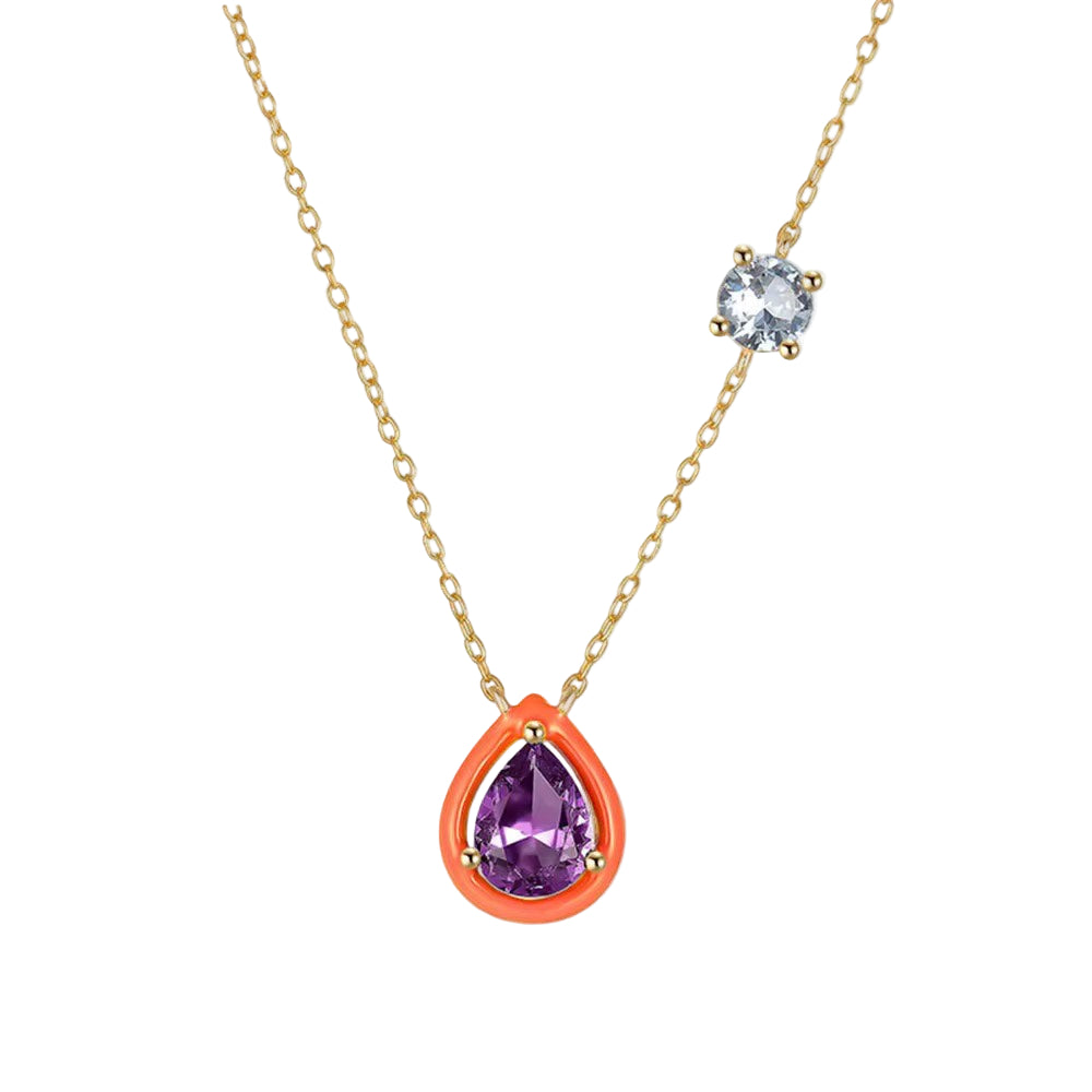 Pop Drop Trio- Sunset Orange Necklace