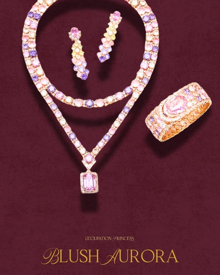 Blush Aurora - Set of Necklace, Earrings & Bangle