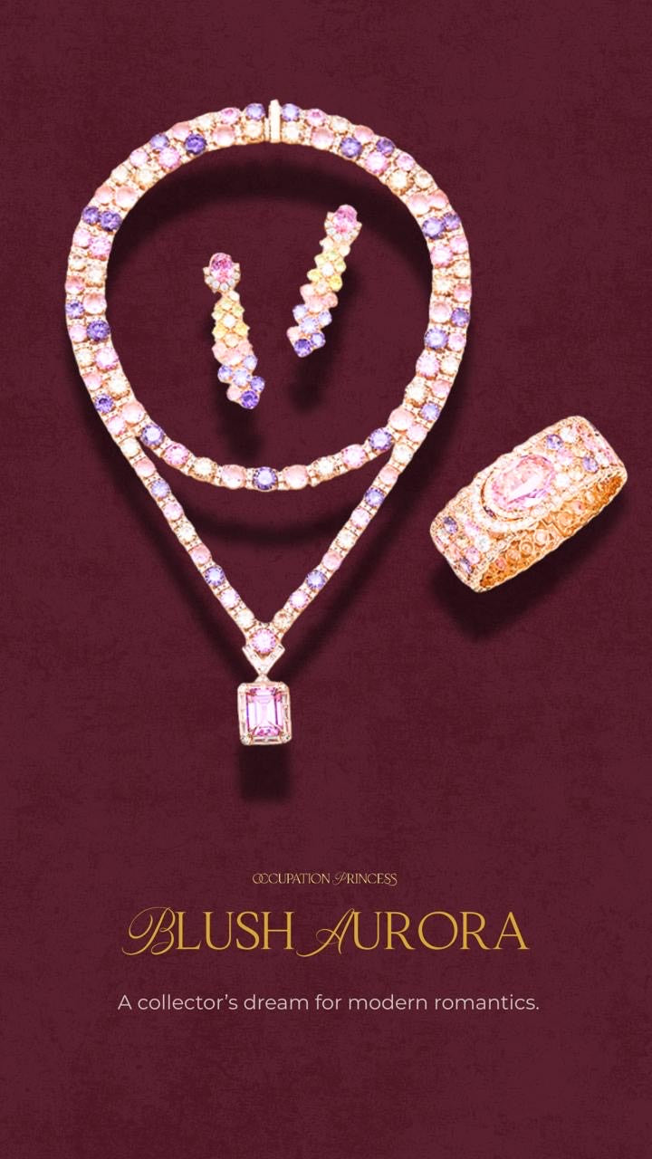 Blush Aurora - Set of Necklace, Earrings & Bangle