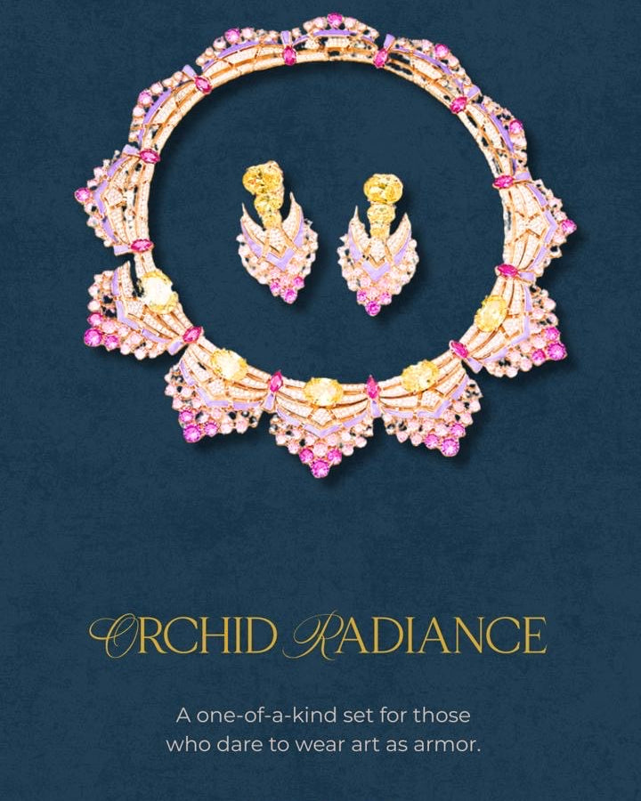 Orchid Radiance - Set of Necklace & Earrings
