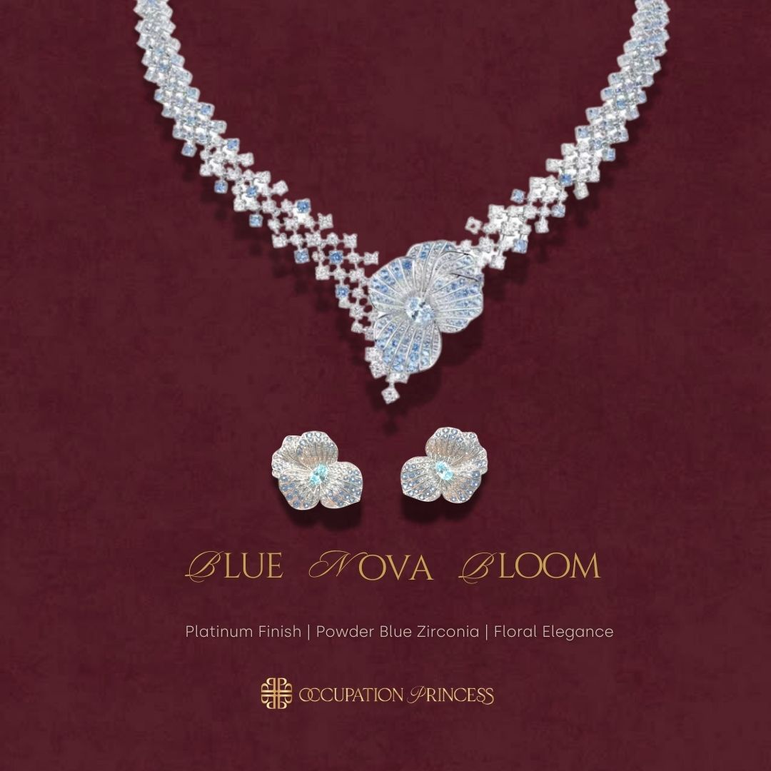 Blue Nova Bloom - Set of Necklace & Earrings