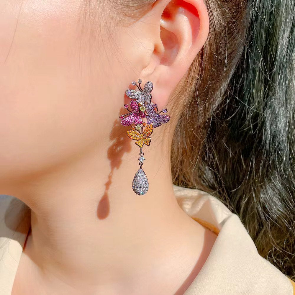Butterfly Cluster Drop Earrings
