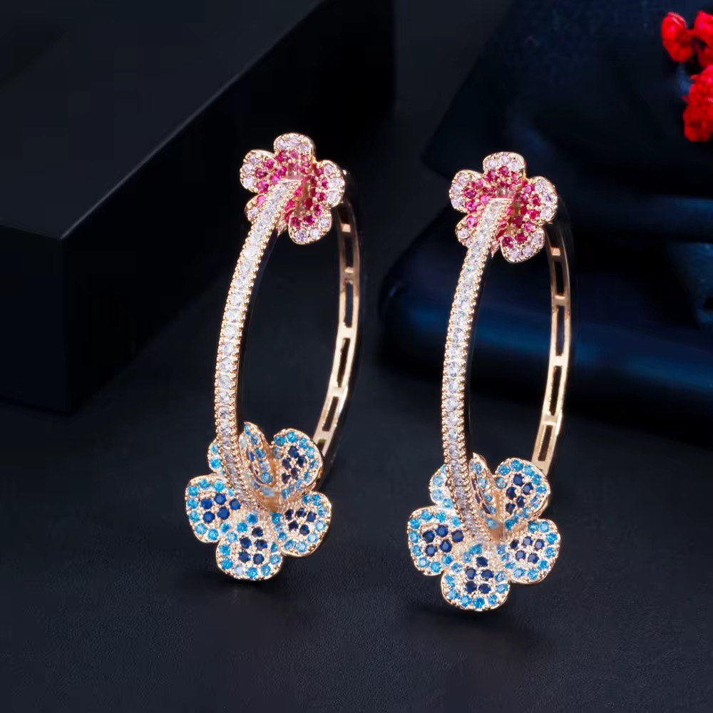 Pink & Blue Floral Hoops