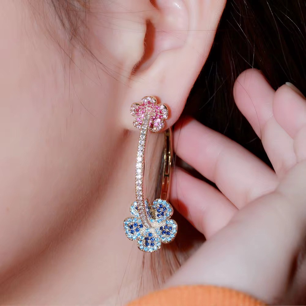 Pink & Blue Floral Hoops
