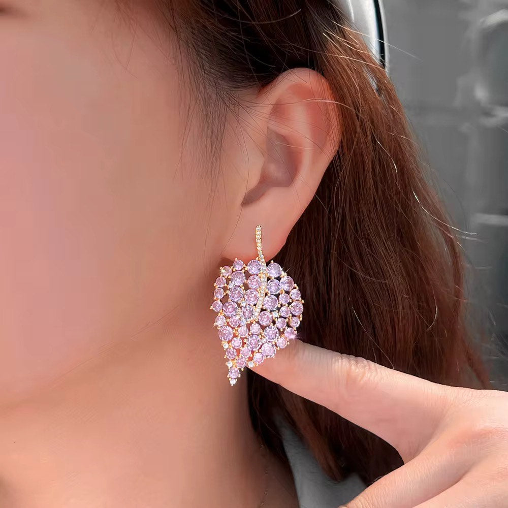 Pink Leaf Earrings