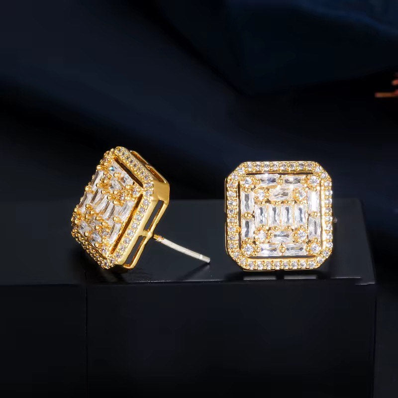 Golden Square Studs