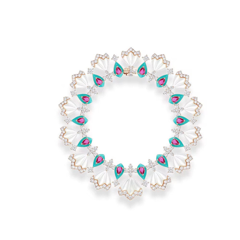 Ivory Bloom - Set of Necklace, Earrings & Bracelet