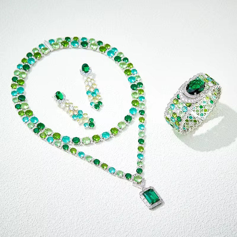 Verdant Muse - Set of Necklace, Earrings & Bangle