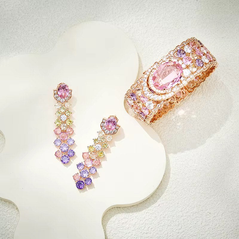Blush Aurora - Set of Necklace, Earrings & Bangle