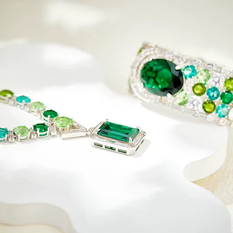 Verdant Muse - Set of Necklace, Earrings & Bangle