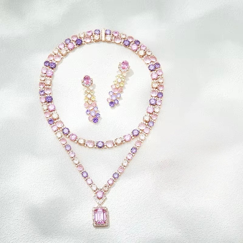 Blush Aurora - Set of Necklace, Earrings & Bangle