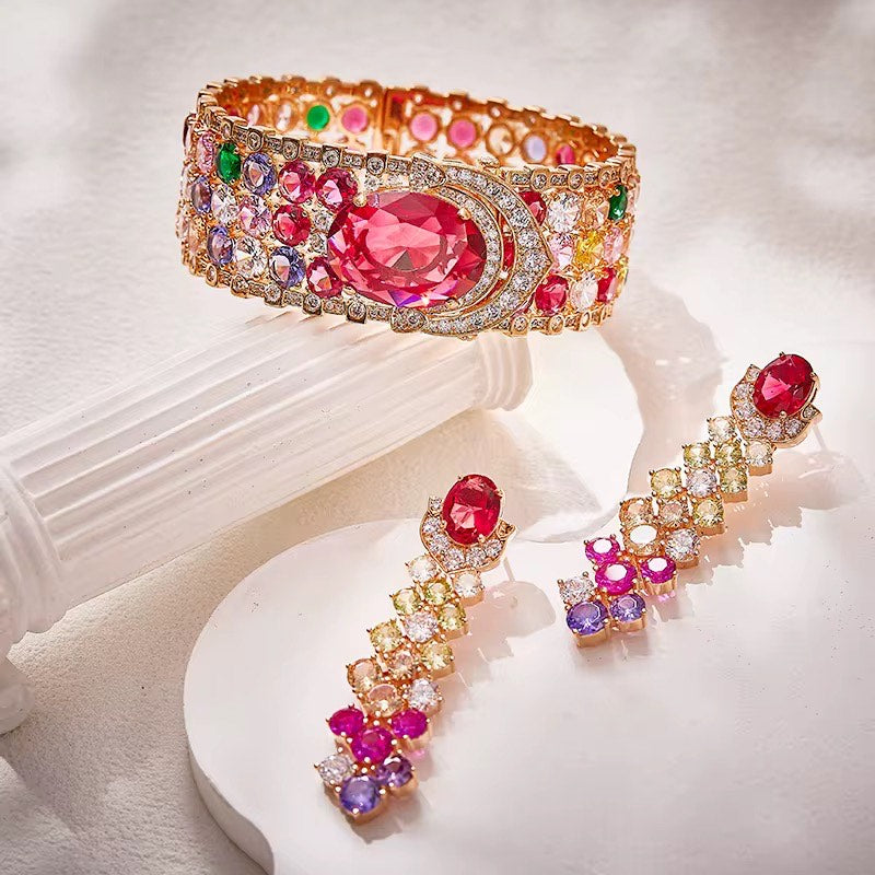 Rose Rhapsody - Set of Necklace, Earrings & Bangle