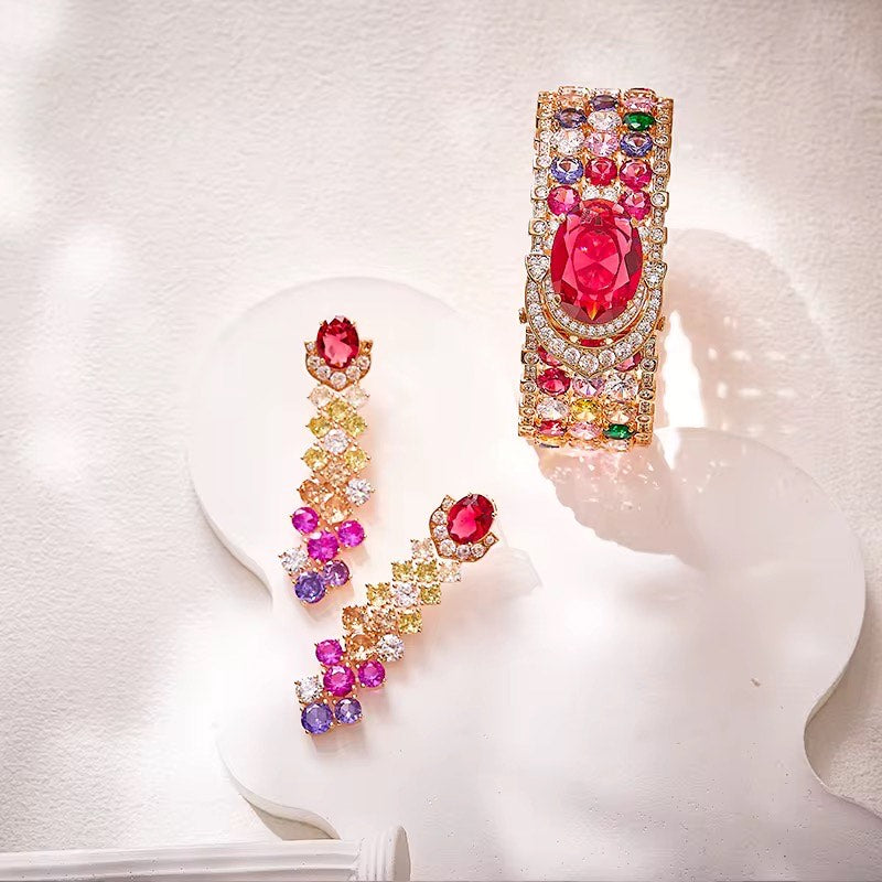 Rose Rhapsody - Set of Necklace, Earrings & Bangle