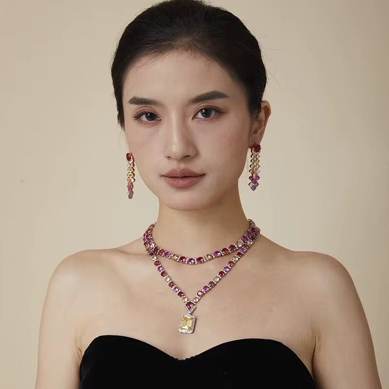 Rose Rhapsody - Set of Necklace, Earrings & Bangle
