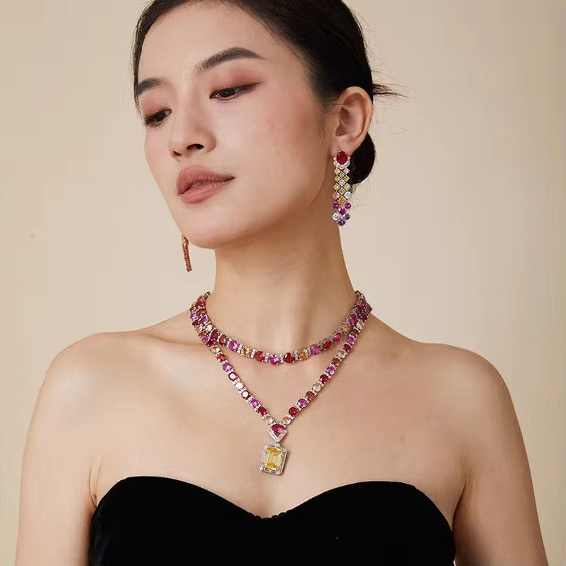 Rose Rhapsody - Set of Necklace, Earrings & Bangle