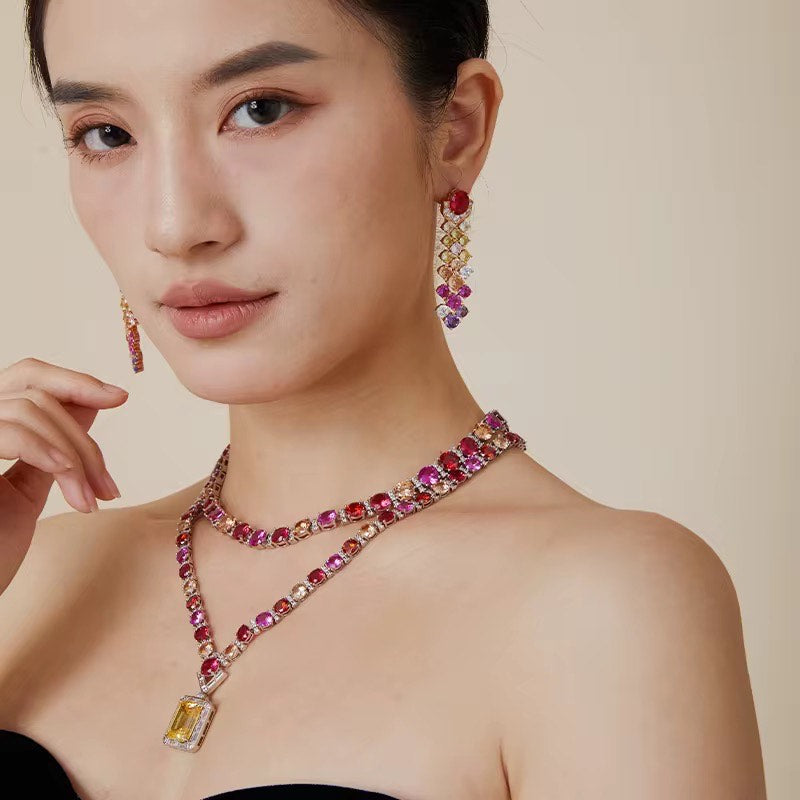 Rose Rhapsody - Set of Necklace, Earrings & Bangle