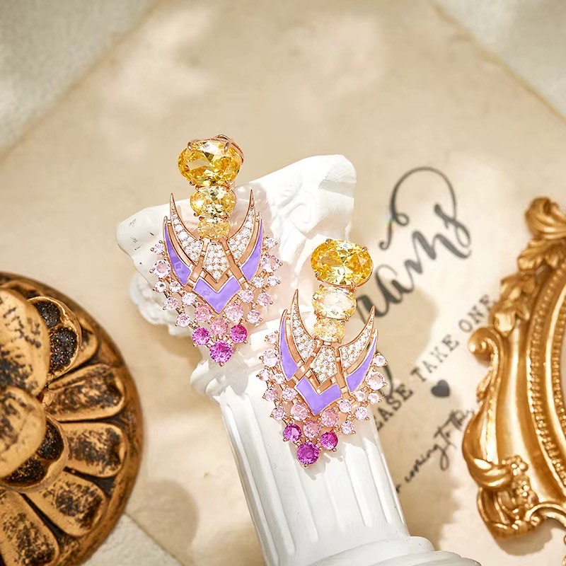 Orchid Radiance - Set of Necklace & Earrings