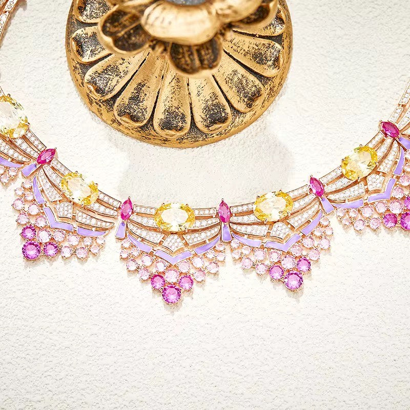 Orchid Radiance - Set of Necklace & Earrings