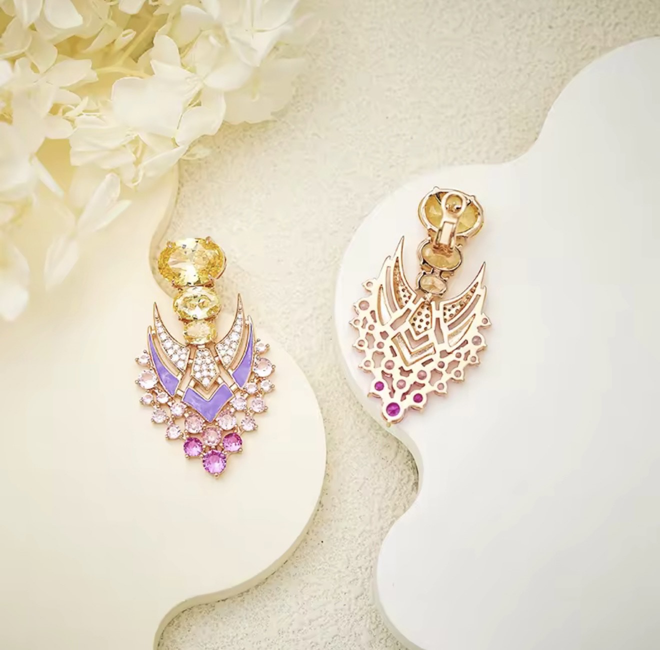 Orchid Radiance - Set of Necklace & Earrings