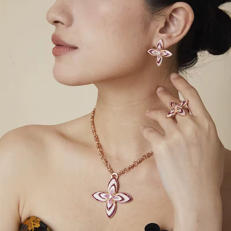 Petalia Blush - Chain with Pendant & Earrings