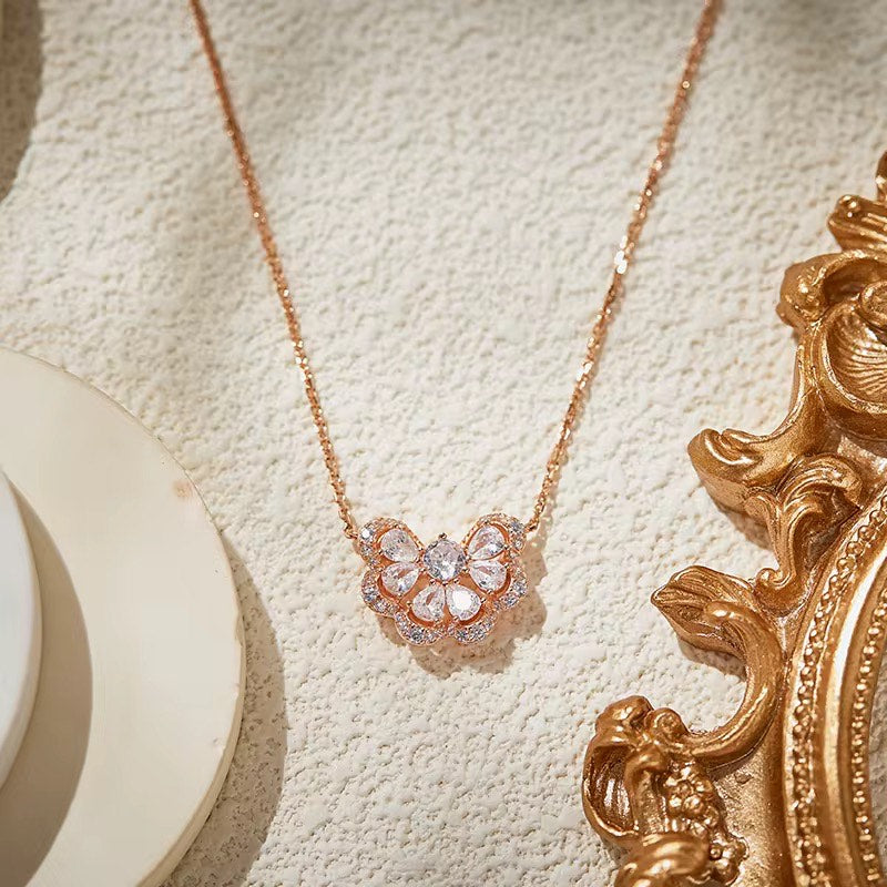Butterfly Sparkle - Rose Gold Necklace & Earrings
