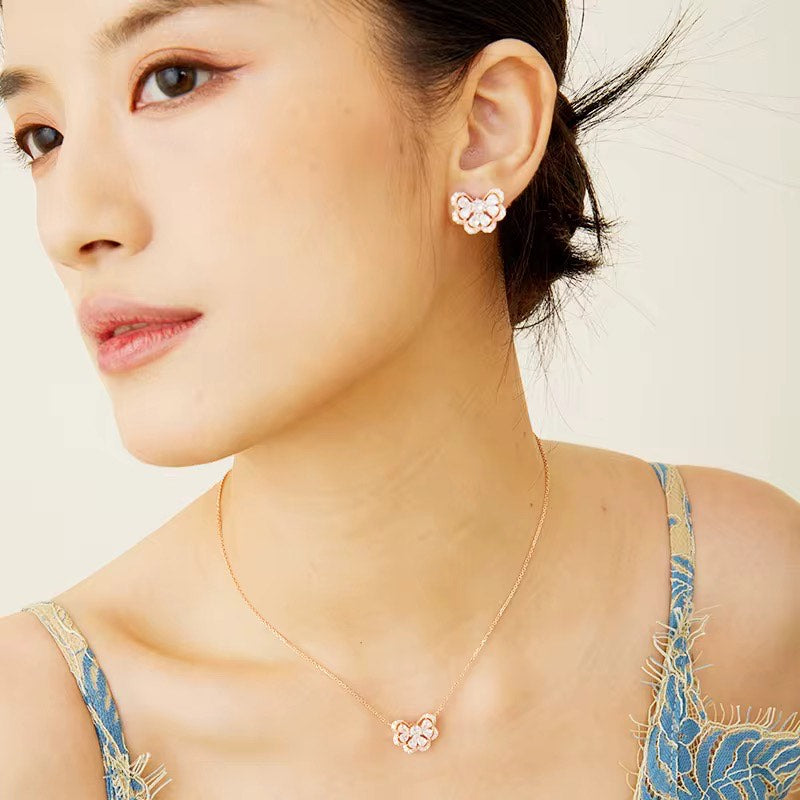 Butterfly Sparkle - Rose Gold Necklace & Earrings