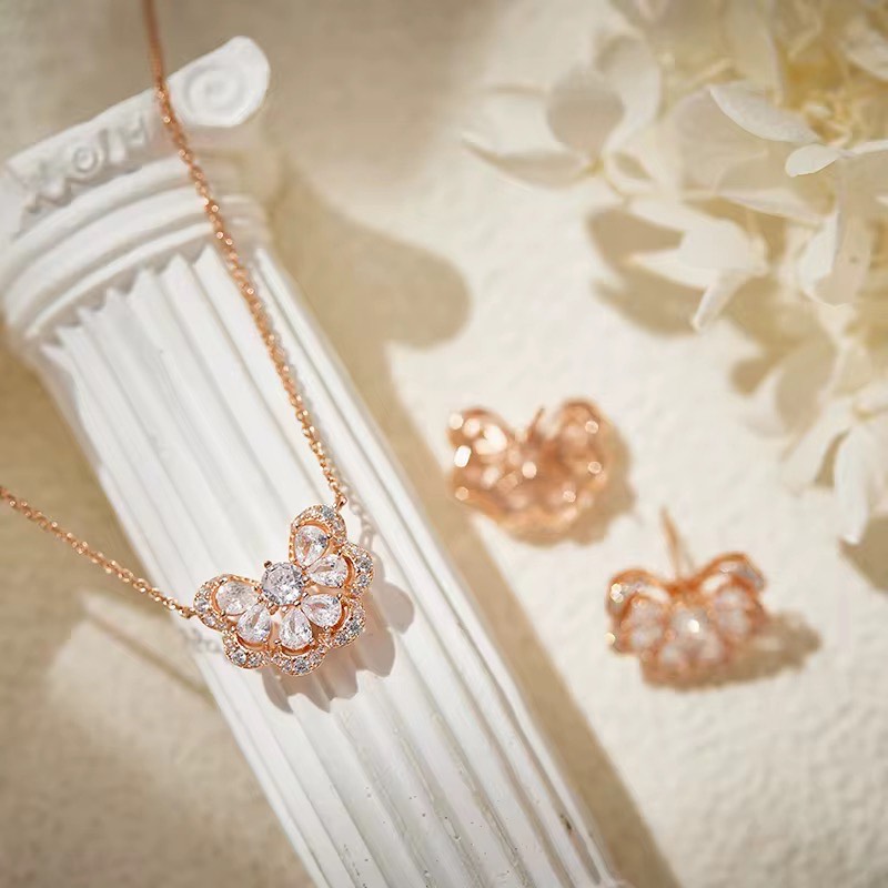 Butterfly Sparkle - Rose Gold Necklace & Earrings